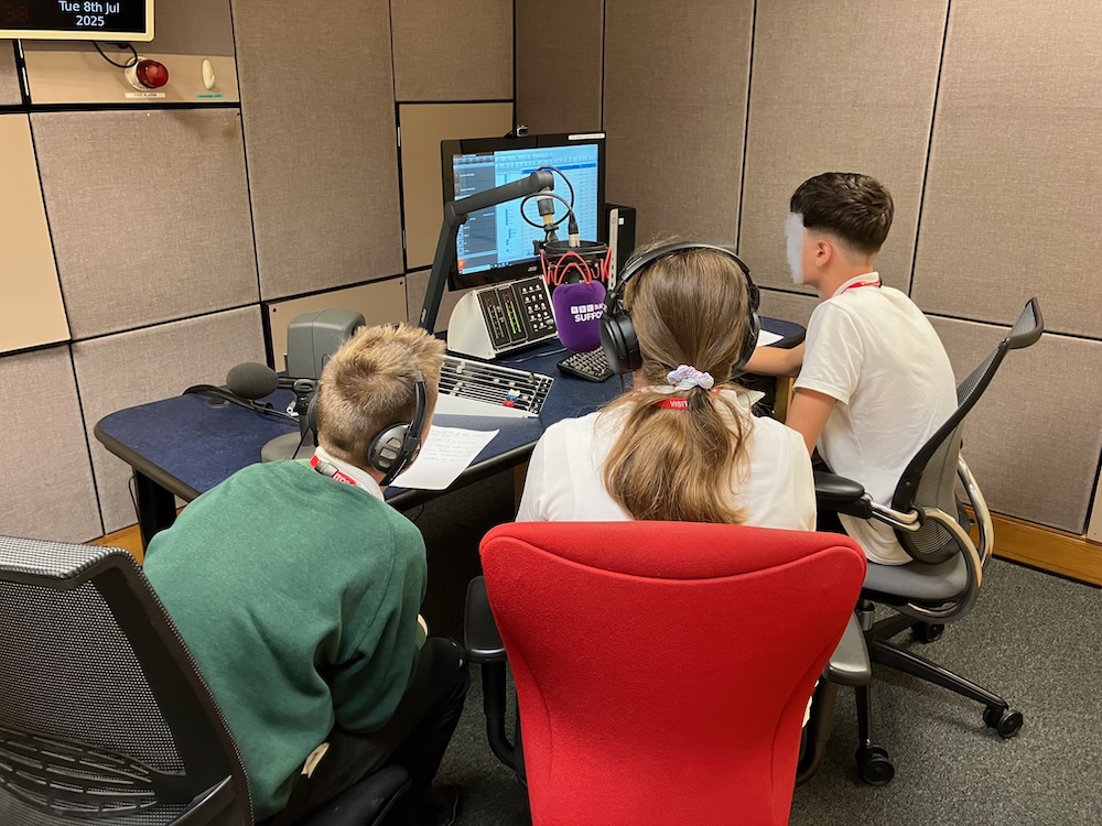 Students in a radio station